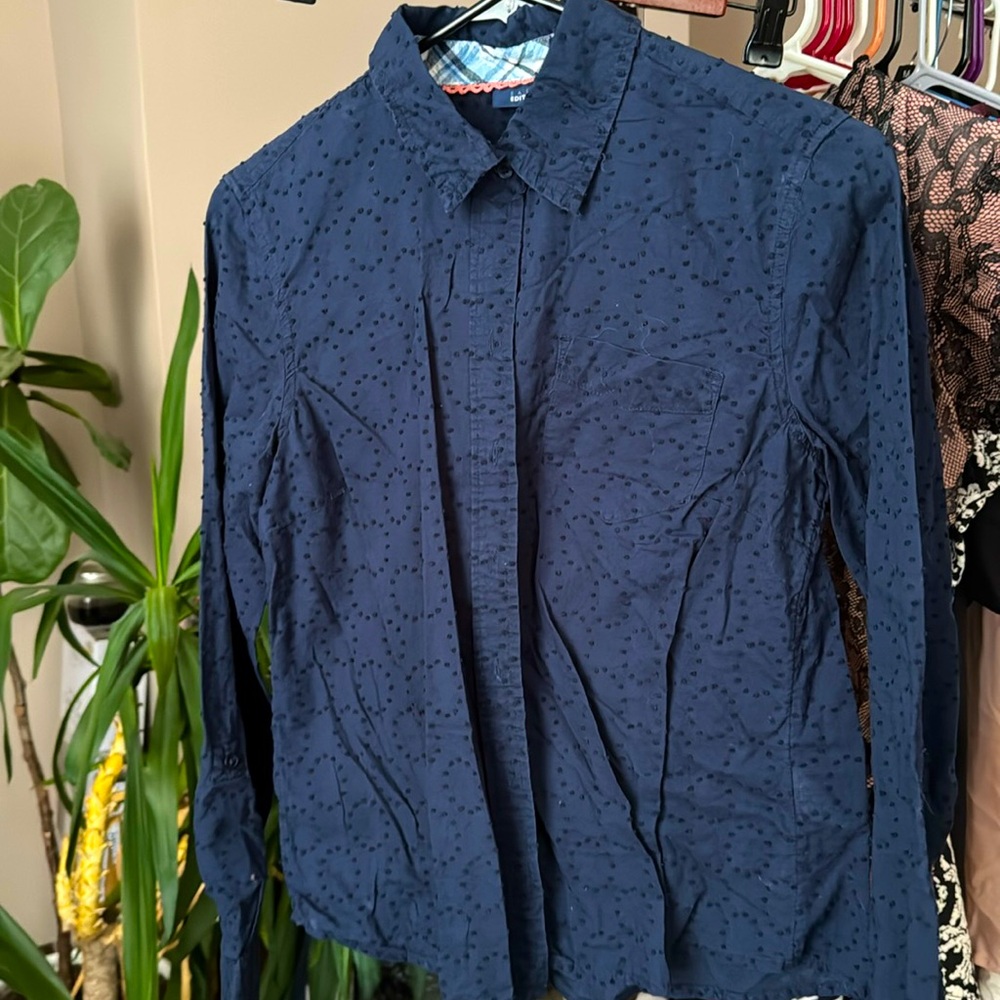 Dark blue button down with detail details